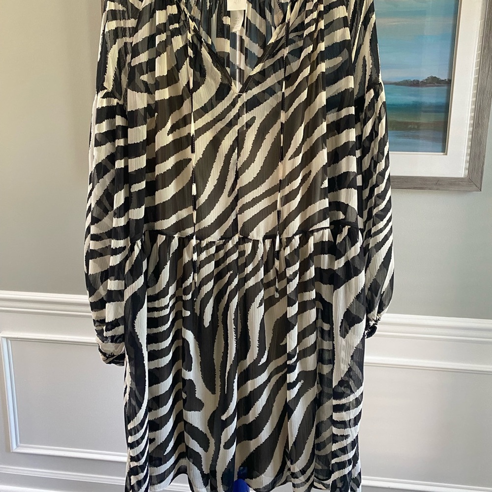 H&M zebra print balloon sleeve dress, size M